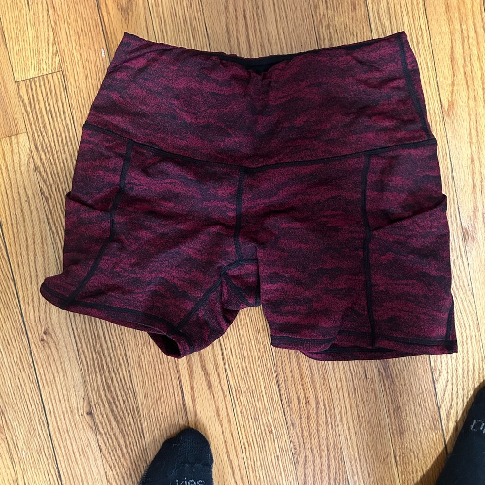 Red and Black Bike Shorts with Moisture-Wicking Fabric